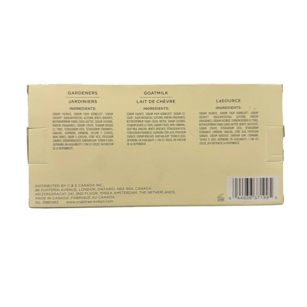 Crabtree‎ & Evelyn Essentials Soap Trio LaSource Goatmilk Gardener Box Set of 3